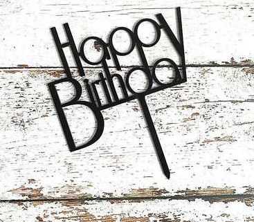 Топпер черный-Happy Birthday (14*9,5см)