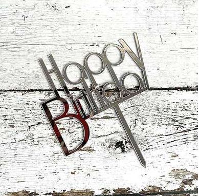 Топпер серебро-Happy Birthday (14*9,5см) Топпер серебро-Happy Birthday (14*9,5см)