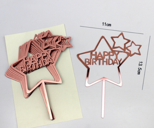 Топпер розовое золото Happy Birthday