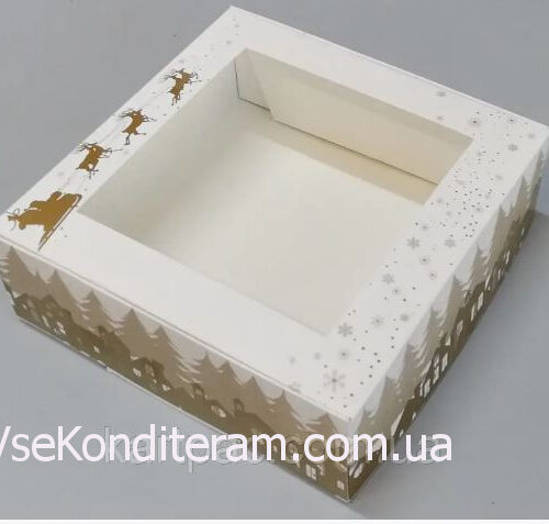 Коробка для зефира новогодняя (200*200*70мм)