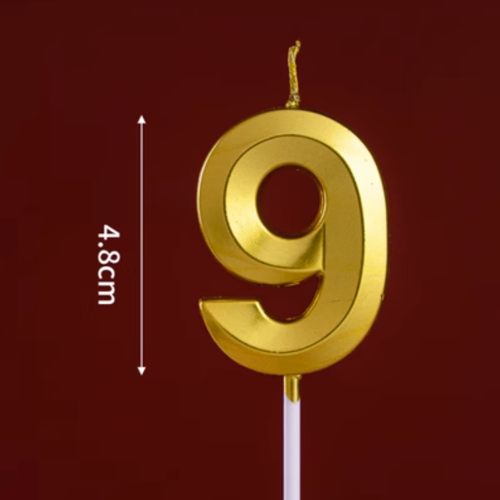 Свеча цифра 9 золото (5см)