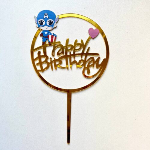 Топпер дитячий золото Happy Birthday Герої в масках