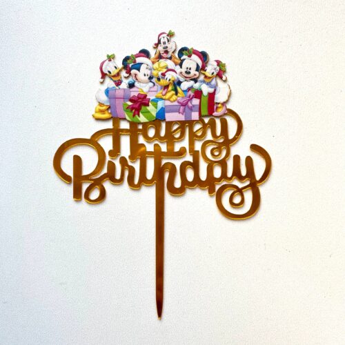 Топпер дитячий золото Happy Birthday Міккі і компанія